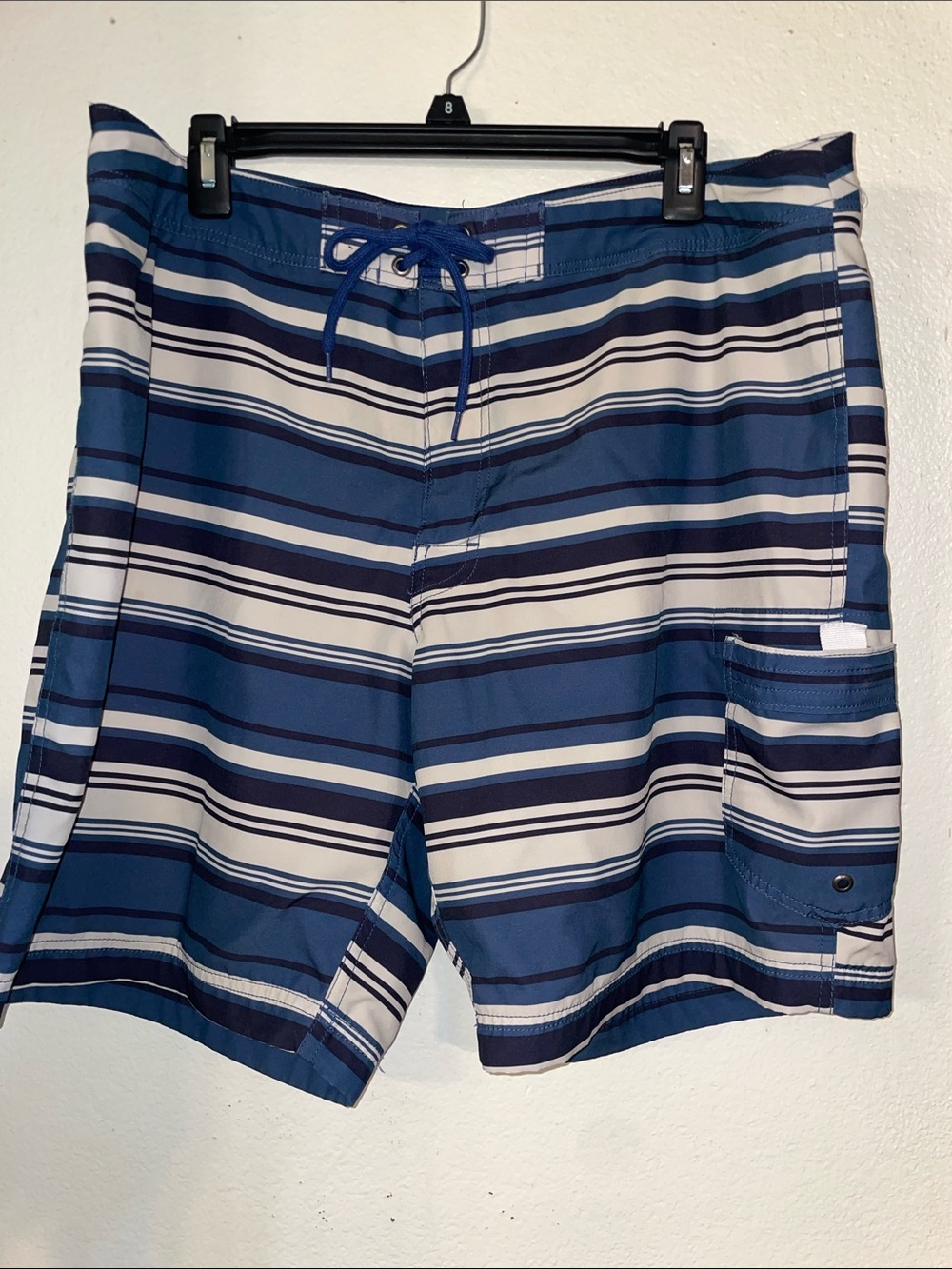 J. Crew Navy and White Striped Swim Board Shorts